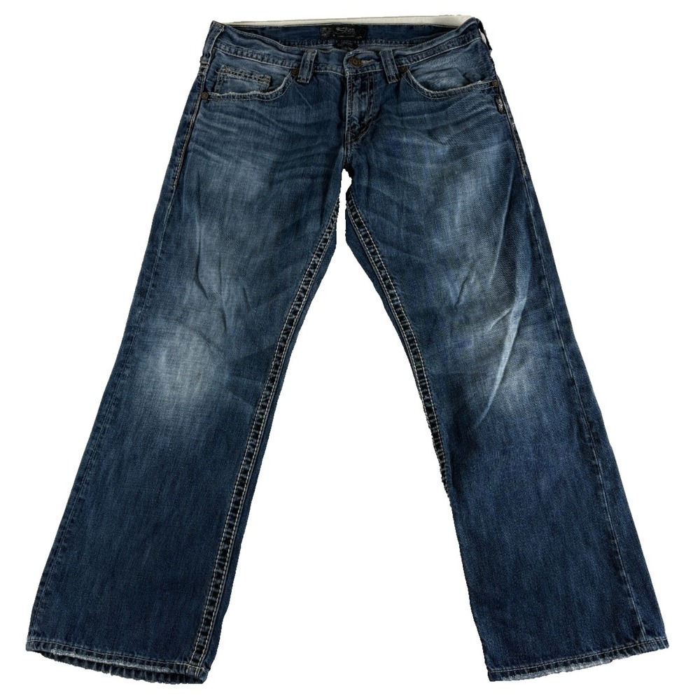 Silver Jeans Co Gordie Mens 33x30 (35x29.5) Blue Denim Loose Fit Straight Leg